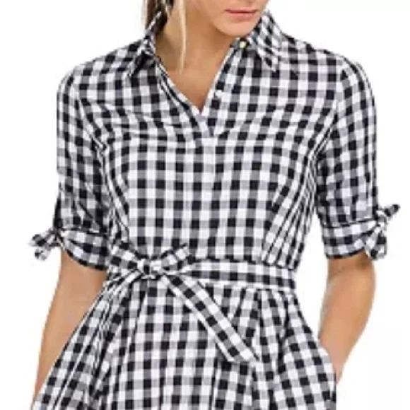 Calvin Klein Modern 1950’s Gingham Shirt Dress - Picture 2 of 11